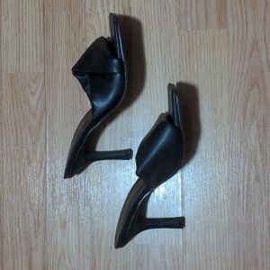 Dream Pairs Black Heeled Mules 5.5 Faux Leather Spring Summer Y2K